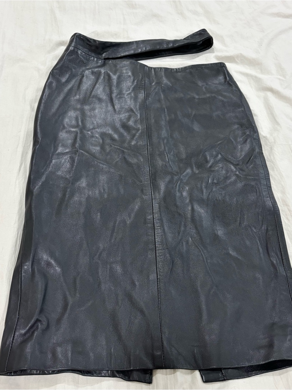 Kaia x Zara Black Genuine Sheepskin Leather Cutout Midi Skirt XS